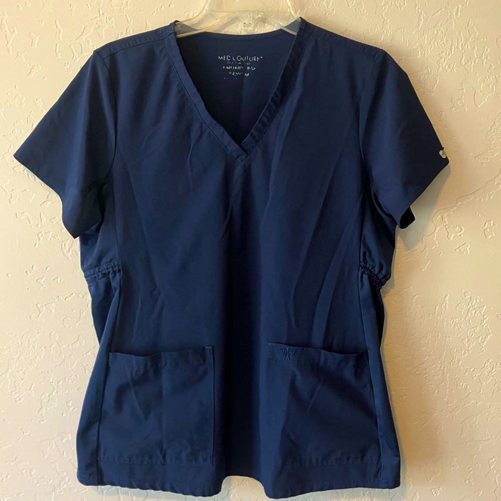 Med Couture Women's Maternity Navy scrub Set (top and bottom) Medium